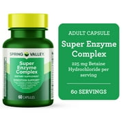 Spring Valley Super Enzyme Complex Dietary Supplement Capsules for Digestive Support, 60 Capsules