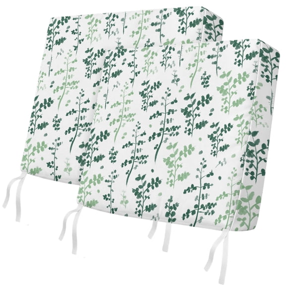 Outdoor Patio Cushion Covers 2 Pack Sage Green Leaves Chair Pads Slipcovers with Ties & Zipper Waterproof Farmhouse Leaf Branches Plants Seat Cushion Covers for Outdoor Couch Sofa 20x18 Inch