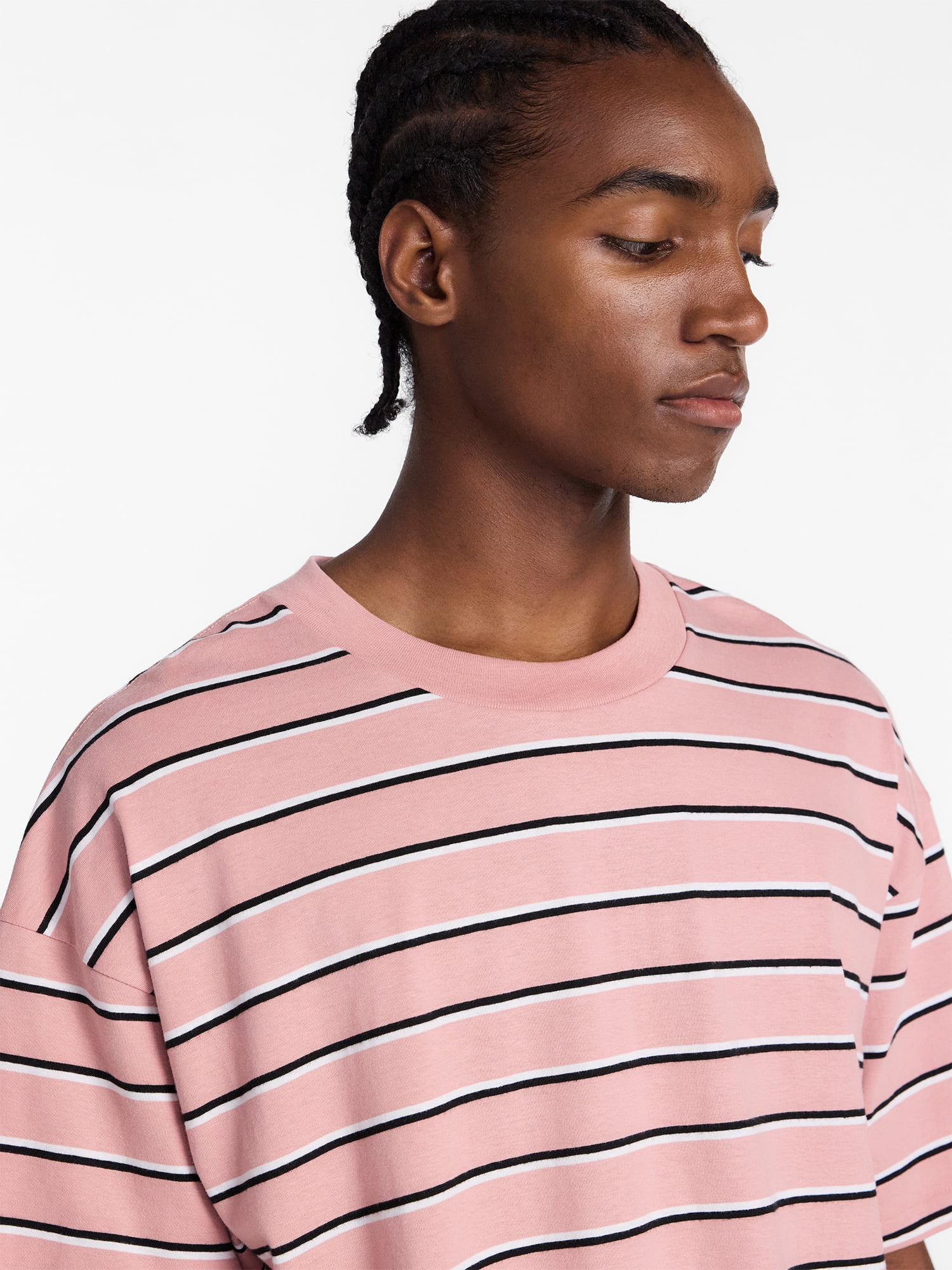 No Boundaries Stripe Pattern Tee with Short Sleeves, Men's XS-4XLT