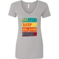 thumbnail image 3 of Inktastic Bull Riding Rodeo Eat Sleep Bull Riding Repeat Women's V-Neck T-Shirt, 3 of 5
