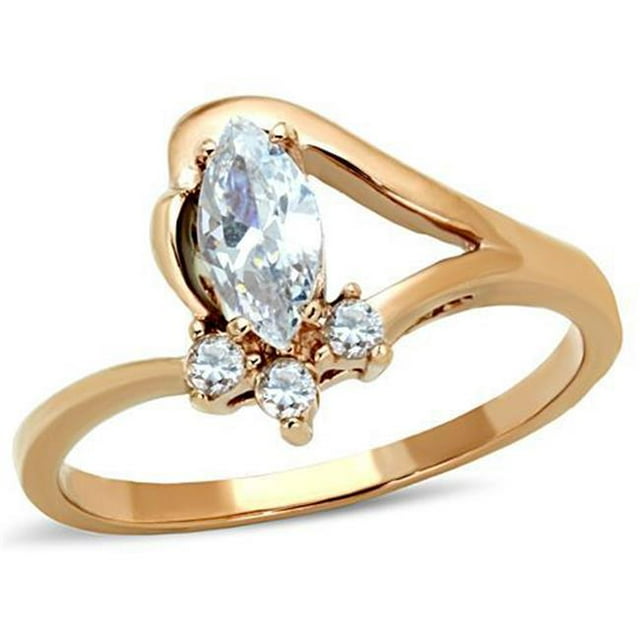 Alamode TK1590-9 Bague en Acier Inoxydable Or Rose pour Femmes avec Grade AAA CZ en Transparent - Taille 9