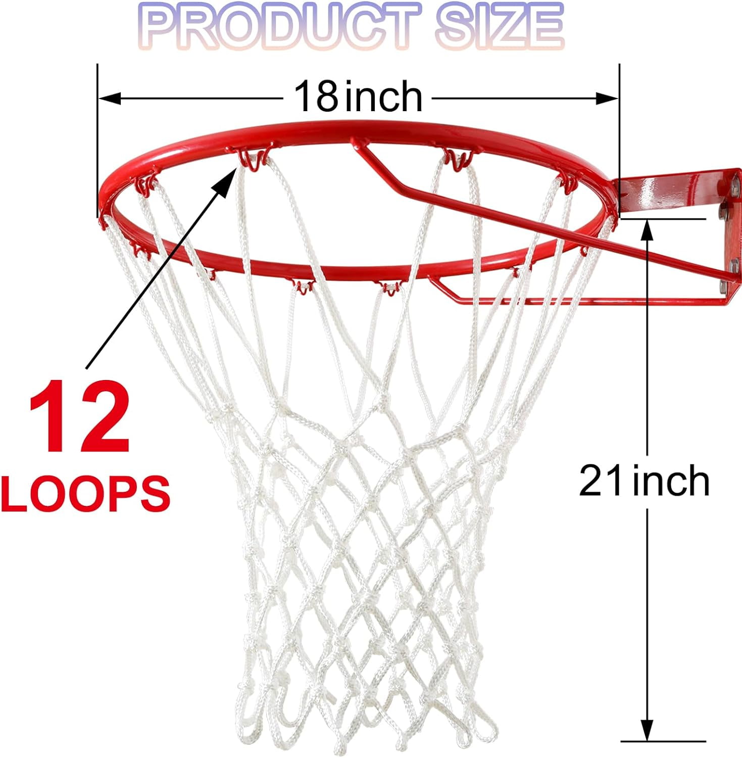 Heavy Duty 12-Loop All-Weather Basketball Net Replacement for Outdoor Hoops, Anti-Whip Design