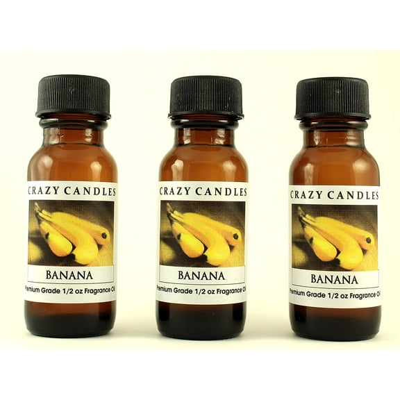 Crazy Candles Banana 3 Bottles 1/2 FL Oz Each (15ml) Premium Grade Scented Fragrance Oil Made in USA