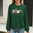 thumbnail image 5 of GuzomFashion Womens Christmas Sweatshirt Waffle Knit Crew Neck Long Sleeves, Tis The Season Graphic, Green,Size XL, 5 of 6