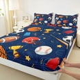 thumbnail image 4 of Feelyou Cartoon Soccer Rugby Twin Sheet Sets, Football Athlete Helmet Twin Fitted Sheet, Basketball Sports Flat Sheet, Luxury Bedroom Decor, 3 Pieces, 4 of 8