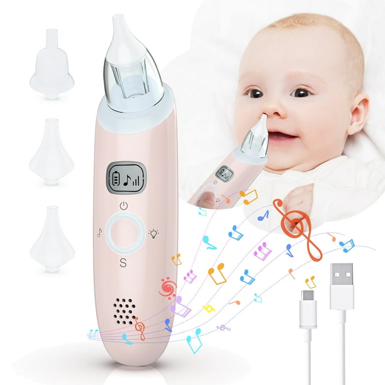 Baby Nasal Aspirator, Electric Nose Booger Sucker for Baby, Automatic Baby  Nose Cleaner USB Rechargeable with 3 Suctions Modes, Music & Colorful Light  Soothing Function for Infants Toddlers Kids Child 