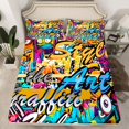 thumbnail image 2 of jejeloiu Watercolor Hippie Graffiti Bed Sheets,Abstract Artistic King Sheets For Kids 4pcs, 2 of 7