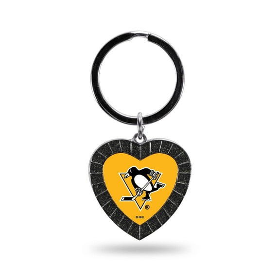 Rico NMKH7202BK Penguins Colored Rhinestone Heart Keychain - Black