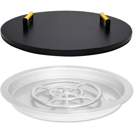 Fire Pit Lid Round - Fire Pit Snuffer Lid 28 inch Diameter & 1.5 mm Thickness - Drop-in Burner FirePit Pan Lid - Grill Fire Ring Lid with Handle
