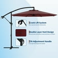 thumbnail image 2 of Garvee 10 feet Offset Hanging Patio Umbrella, 8 Ribs, Wine Red, 2 of 7