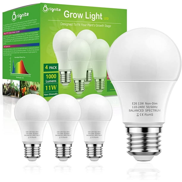 YANSUN Grow Light Bulbs, LED Grow Light Bulb A19 Bulb, Full Spectrum