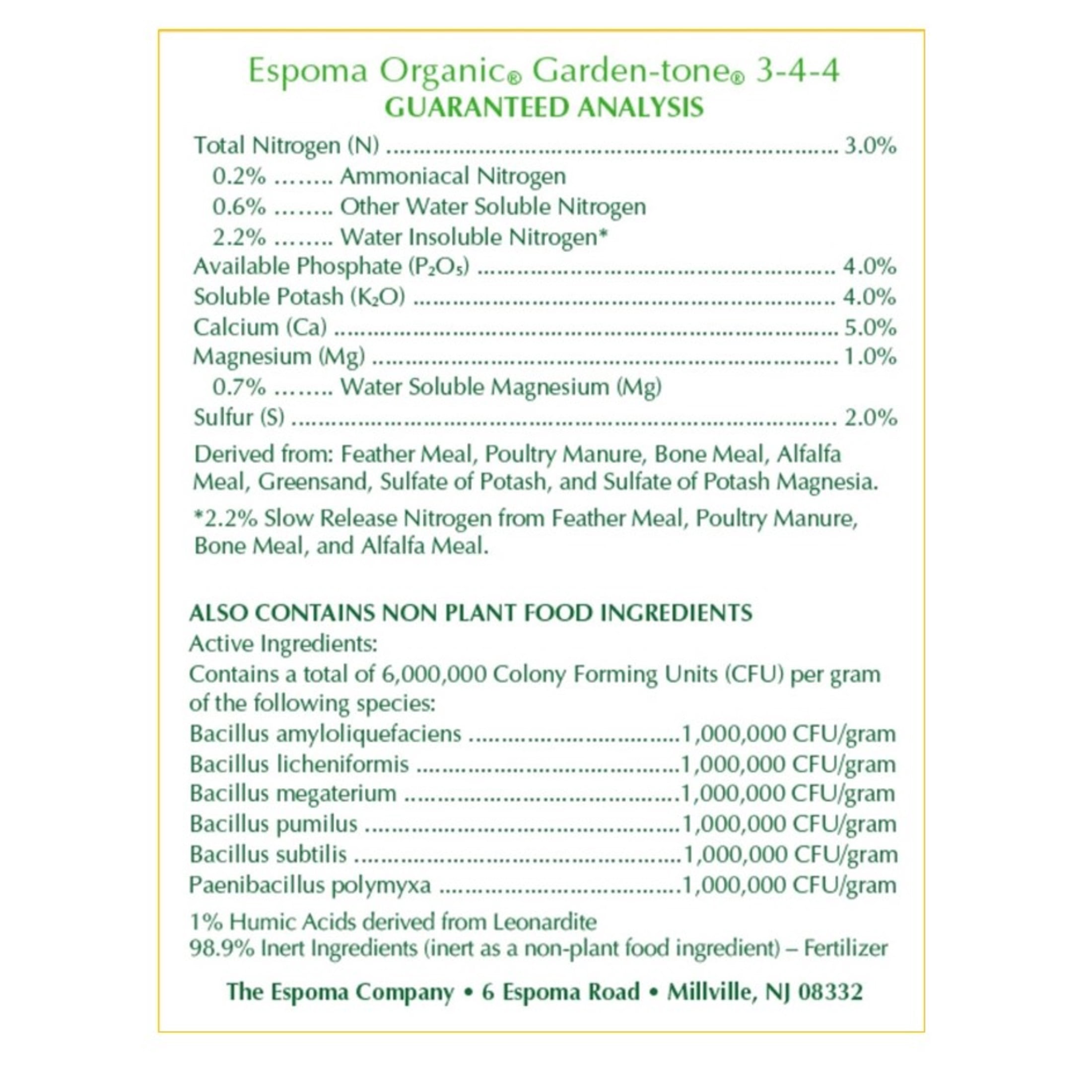 Espoma Organic Garden-tone 3-4-4 - 8lb
