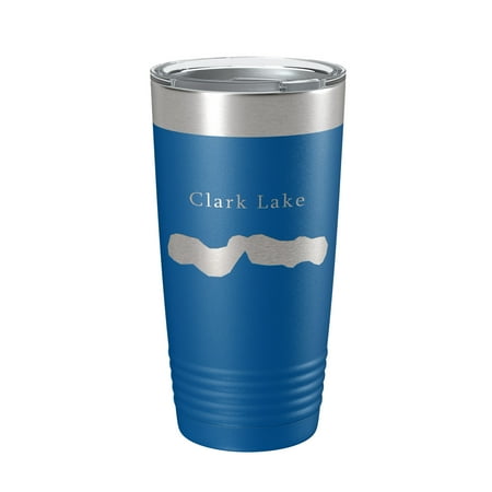 

Clark Lake Map Tumbler Travel Mug Insulated Laser Engraved Coffee Cup Michigan 20 oz Royal Blue