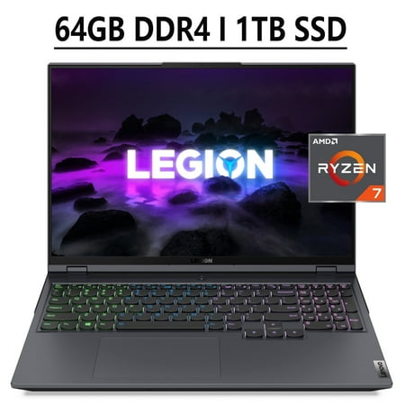 Lenovo Legion 5 Pro 16 Gaming Laptop 16" QHD IPS 165Hz 500 nits HDR400 100% sRGB Display AMD Octa-Core Ryzen 7 5800H 64GB DDR4 1TB SSD GeForce RTX 3070 8GB Backlit Keyboard HDMI USB-C Win11 Black