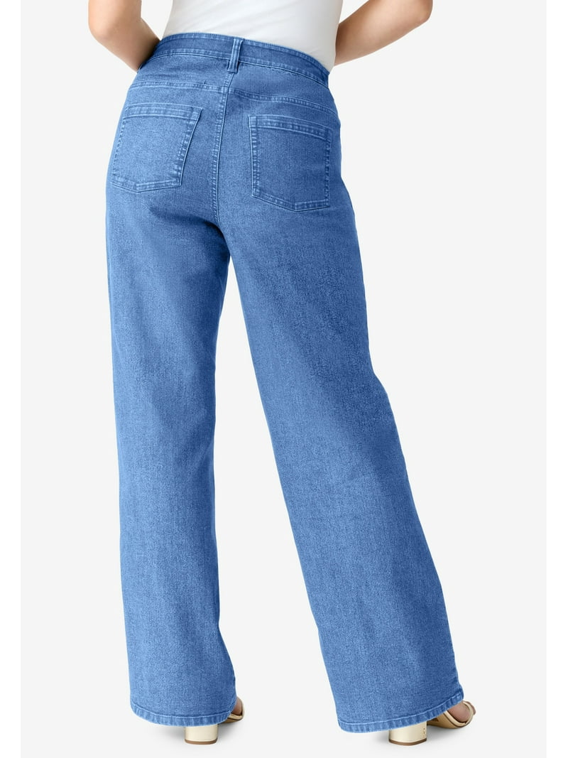 Roaman's Women's Plus Size Tall Plus Size Classic Stretch Wide Leg