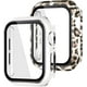thumbnail image 1 of 2 Packs Case Compatible with Apple Watch Series 3 2 1 38mm with Screen Protector Slim Bumper Full Cover Hard PC Protective Case Accessories for iWatch Women Men (White/Silver Edge+Leopard), 1 of 5