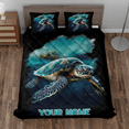 thumbnail image 3 of Lotusprinthandmade Personalized Sea Turtle Quilt Bedding Set (Fold Hem) 5 Sizes (Made in Vietnam) (60x70), custom name sea turtle bedspread, 3 of 5