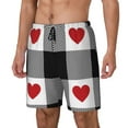 thumbnail image 2 of Balery Heart Black Buffalo Plaid Gingham Mens Swim Trunks Swim Shorts for Men Quick Dry Inseam Beach Shorts with Compression Liner Pocket-3X-Large, 2 of 9
