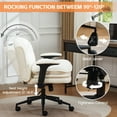 thumbnail image 5 of DOMICARE Criss Cross Chair with Flip-Up Arms, Wide Cross-Legged Office Chair with Wheels, Swivel Vanity Desk Chair, White Boucle, 5 of 7