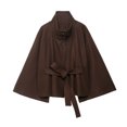 thumbnail image 5 of Wutalume Women's Fashion Solid Color Hooded Button Up Belted Trench Coat Jacket, Classic and Elegant Outerwear for Office and Casual Occasions,Coffee S, 5 of 6