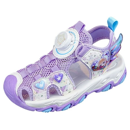 

Akiihool Summer Sandals for Little Girls Closed Toe Breathable Summer Flat Sandals (Little Kid/Big Kid) Size 26 Purple