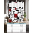 thumbnail image 6 of No Hook Cloth Fabric Shower Curtain with Snap in Liner, Red Geometric Waterproof Shower Curtains Set with See Through Top Window, Modern Black Gray Abstract Striped Art Bath Curtains Shower 72"x84", 6 of 6