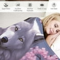 thumbnail image 3 of COMIO Watercolor Japanese Cherry Blossoms Blanket Lightweight Flannel Modern Anime Style Forest Wildlife Wolf Throw Blanket for Women Men Soft Cozy Plush Warm Birthday Gifts, 3 of 6