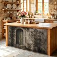 thumbnail image 5 of Vintage Country Sink Skirt for Bathroom, Self-Adhesive Under Sink Curtain, Rustic Tree Branch Leaves Retro Arched Door Hide Pipes & Storage Fabric Cabinet Skirt Cover for Kitchen Laundry 32"x55", 5 of 8