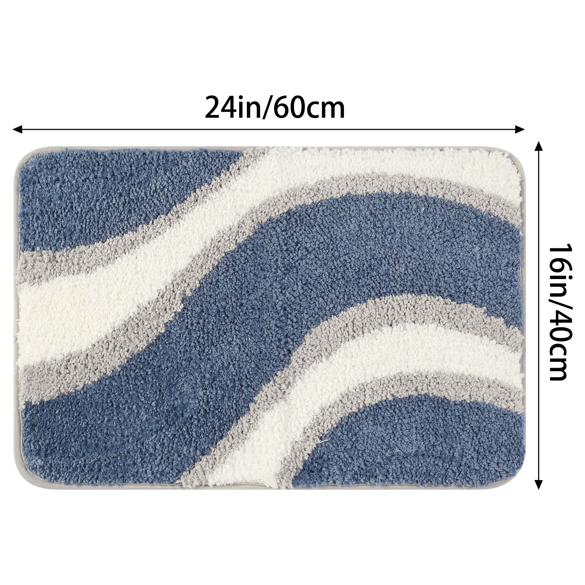 Unique Bargains Wavy Stripes Bathroom Rug Mat Absorbent Bath Rug Non-Slip Bath Mats Multicolor 16" x 24"