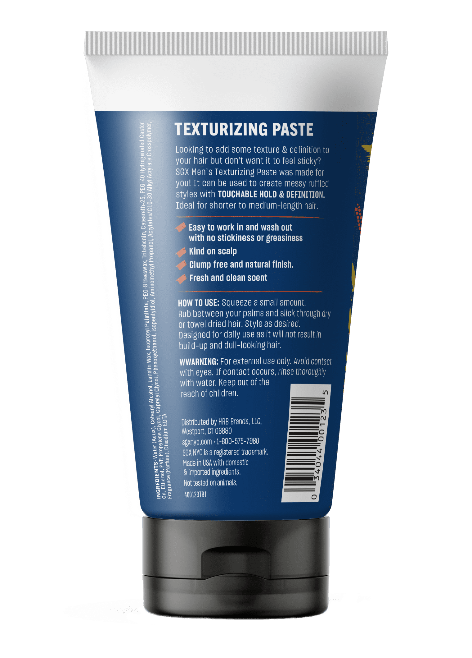 SGX NYC Men's Texturizing Paste, for All Hair Types, Light Hold, 5