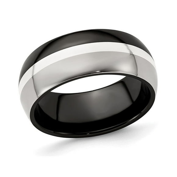 Mens Two-tone Domed Titanium Wedding Band Ring (9mm)