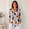 thumbnail image 5 of Nyfairy Plus Size Women's Halloween Print Long Sleeve Button Down Casual Shirt, 5 of 5