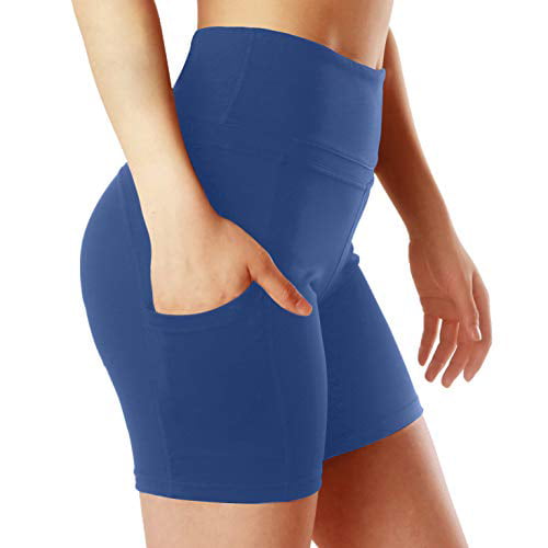 Women's High Waisted Yoga Shorts Tummy Control 4 Way Stretch with Side Pockets 