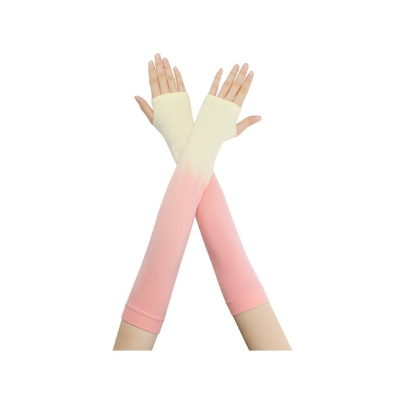 Mujeres Inspire Chic Mangas de brazo sin dedos de color degradado para jardinería y running, talla única, degradado rosa amarillo