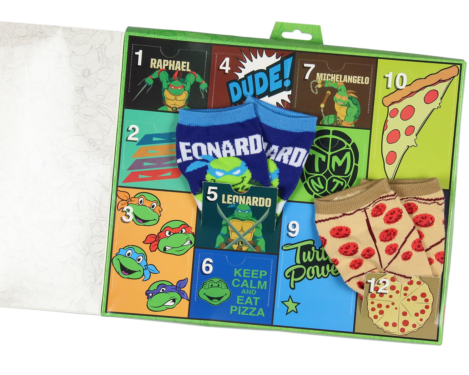 Teenage Mutant Ninja Turtles 12 Days of Socks Ankle and Crew Character Socks 12 Pair Designs Box Set