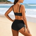 thumbnail image 5 of Enjoytime Womens Swimsuits Solid Color V-Neck High Waist 2 Piece Bathing Suits Adjustable Tie Side Modest Swimwear, 5 of 7