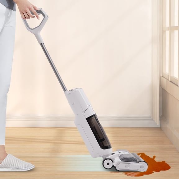 Black and White Cordless Hardwood Floor Cleaner One-Step Cleaning Vacuum Mop Great for Multi-Surface