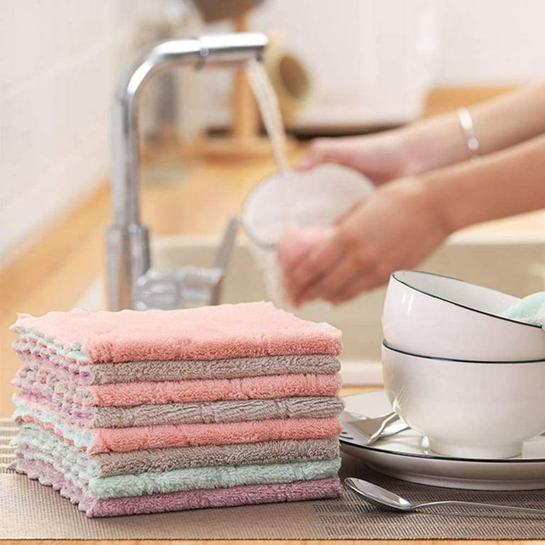 10 PCS Kitchen Towel Dish Cloth Super Absorbent Microfiber Tea Towels  30x30cm