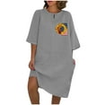 thumbnail image 1 of Vestido de Verano para Mujeres Color Sólido Imitación de Lino Cuello Redondo, Manga Corta Estilo Casual para el Uso Diario, Fiesta Y Primavera, 1 of 4