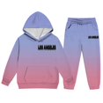 thumbnail image 5 of RUTAYY Boys 2 Piece Clothing Set Letter Graphic Long Sleeve Pullover Hoodie Elastic Waist Sweatpants Street Wear, Purple, 5 of 6