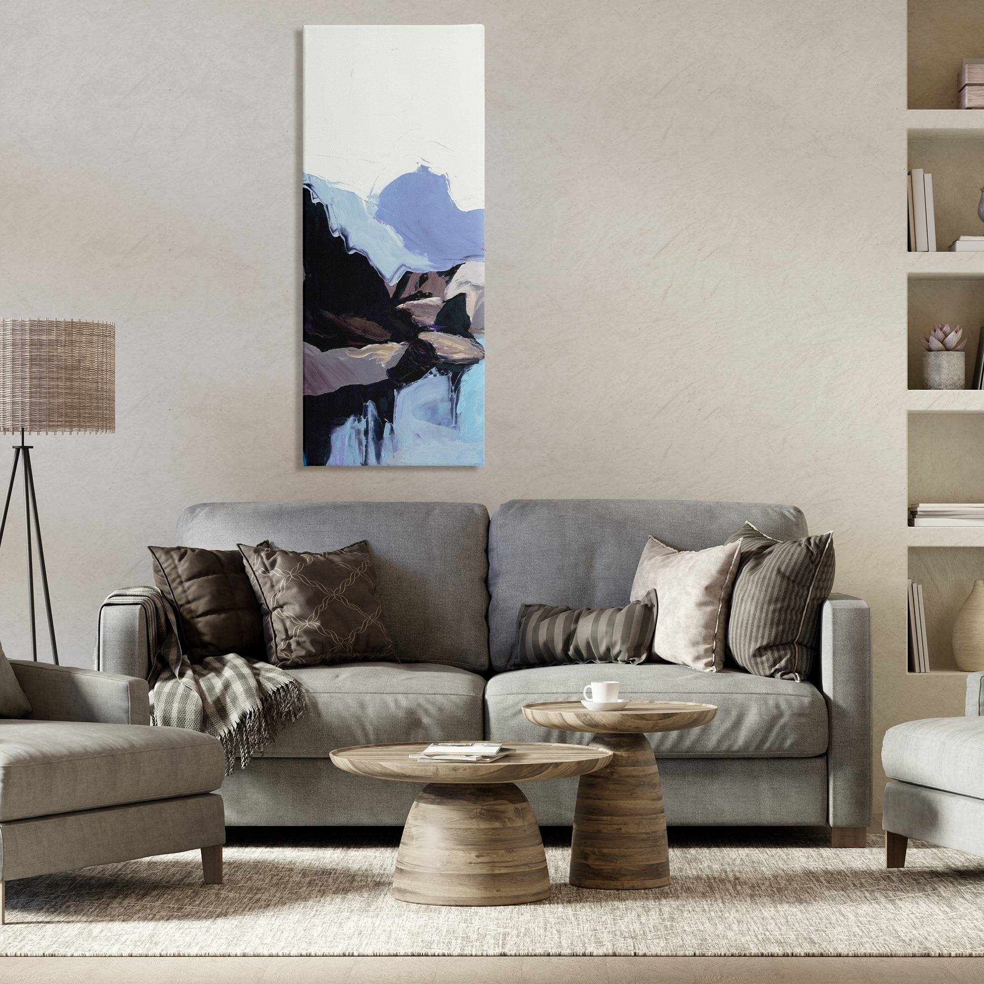 Stupell Industries Flowing Abstract Mountains Landscape & Nature Painting Wrapped Canvas Art Print Wall Art, 20 x 48