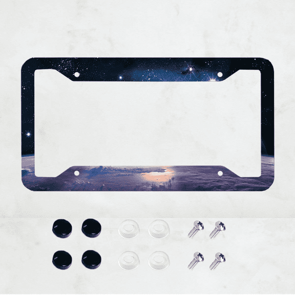 Space Star License Plate Frame, Color License Plate Frame, Outer Space License Plate Frame, Front And Rear License Plate Cover,4-Hole General License Plate, Car Decoration,12x6 inch