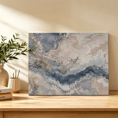 Marble Veins Canvas Wall Art Abstract Vintage Beige Gray Cracked Stone Texture Wall Art Prints Artwork Framed Canvas Ready to Hang Art Pictures for Dining Room Bedroom Study Lounge Nook 18 x 12
