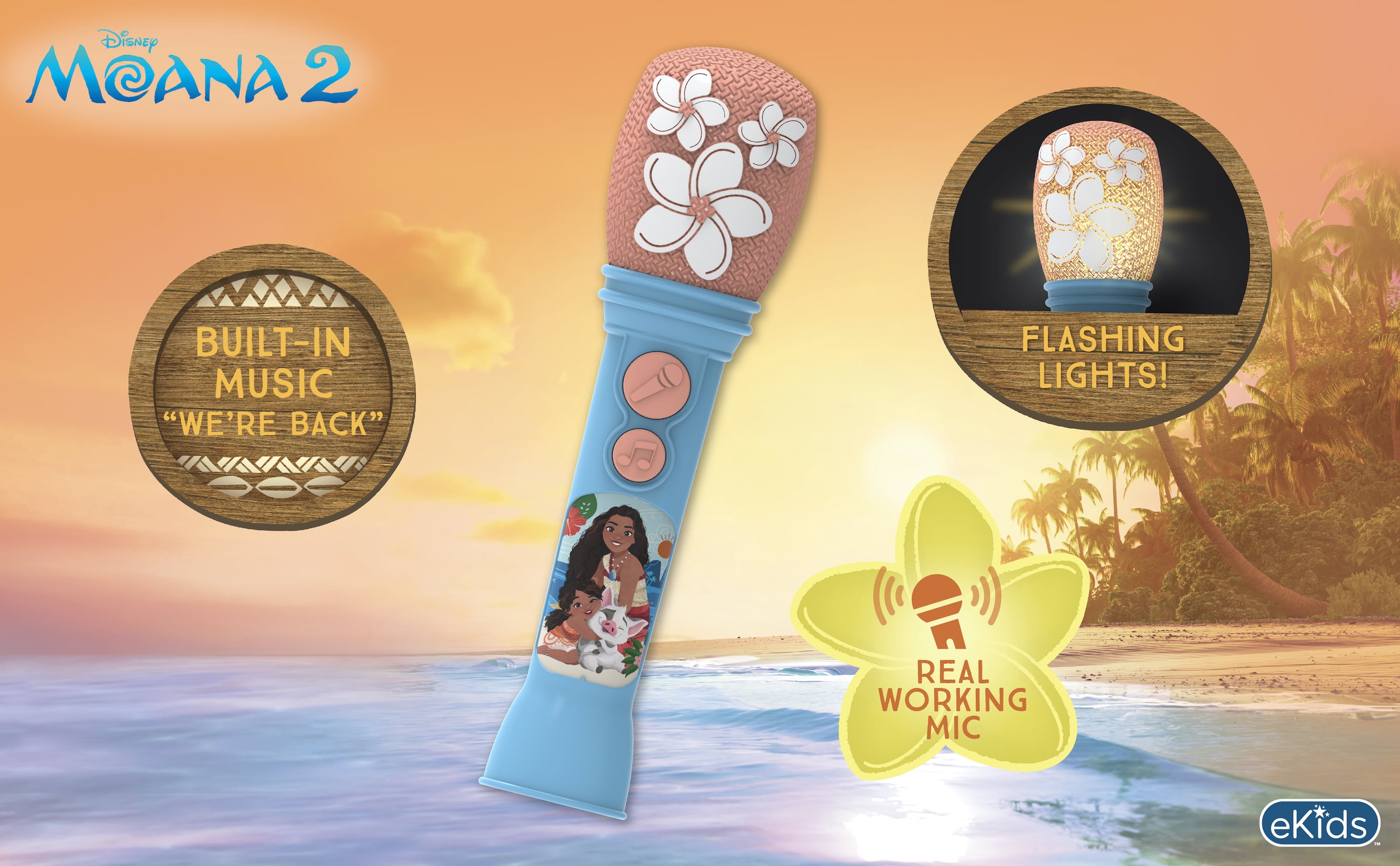 Disney, Princess Moana Microphone Toy Musical Instrument, Children Ages 3+
