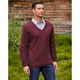 thumbnail image 5 of Kallspin Men’s Wool Blend Relaxed Fit V-Neck Long Sleeve Pullover Sweaters(Burgundy, 3X-Large,Tall), 5 of 9