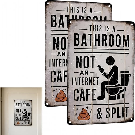 ZHZFKQ Funny Bathroom Wall Sign – This Is A Bathroom,Not An Internet Cafe,Vintage Metal Tin Poster,Sarcastic Bathroom Decor for Toilet,Home Wall Art,2 Pcs