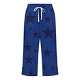 thumbnail image 5 of Zysthvn Womens Cotton Capris Straight Leg Summer Cropped Women Pants Casual Star Print Drawstring Loose with Pockets Button, 5 of 5