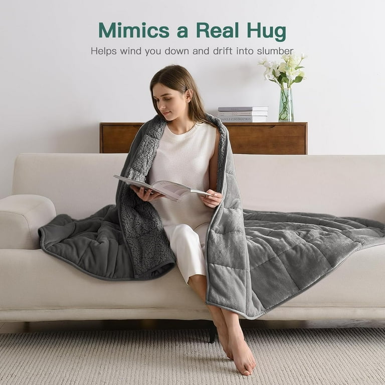 Free Shipping Sivio Fleece Weighted Blankets for Adults Soft Shaggy Sherpa 15 lb Weighted Blanket Twin Size for Anxiety Calming and Relax 48x72 inch Gray Walmart