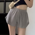 thumbnail image 5 of Wensltd Women Waffle Knit Drawstring Elastic Waist Shorts Casual Loose Fit Shorts For Daily Wear, 5 of 7
