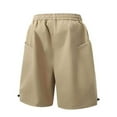 thumbnail image 4 of Outdoor Sport Shorts for Men Loose Elastic Waist Drawstring Pocket Comfy Shorts Running Training Shorts,Khaki,4XL, 4 of 5